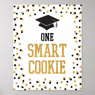 Poster Un Cookie Intelligent Noir & Or Signe de Graduatio