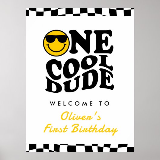 Poster Un Cool Dude Boy 1er Anniversaire Wavy Welcome (Devant)
