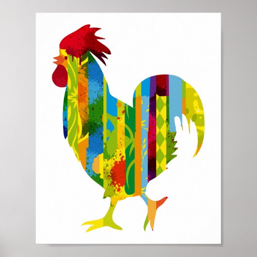 Poster Un coq coloré (Devant)