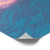 Poster Un coucher de soleil à vagues surplombant l'océan (Coin)