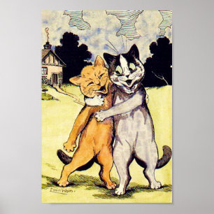 Poster Un Couple de Chats Très Heureux, Louis Wain