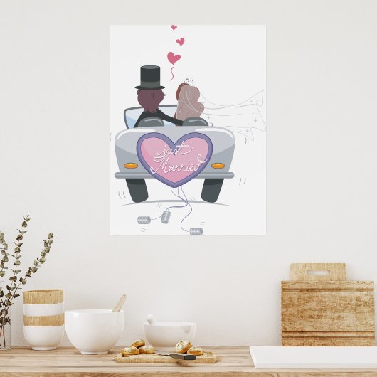 Poster Un Couple Marié Qui Conduit (Cuisine)