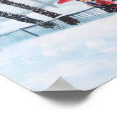 Poster Un couple romantique dansant dans le parapluie rou (Coin)