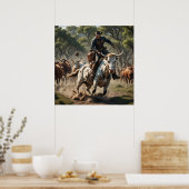 Poster Un cow-boy américain à cheval (Cuisine)