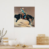 Poster Un cowboy sur un bouclier bronco au Rodeo (Cuisine)