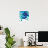 Poster Un coyote saute au-dessus du volcan bleu (Bureau à domicile)