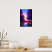 Poster Un crépuscule au bord du lac dans la forêt (Cuisine)