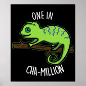Poster Un Dans Cha Million Funny Chameleon Pun Dark BG (Devant)