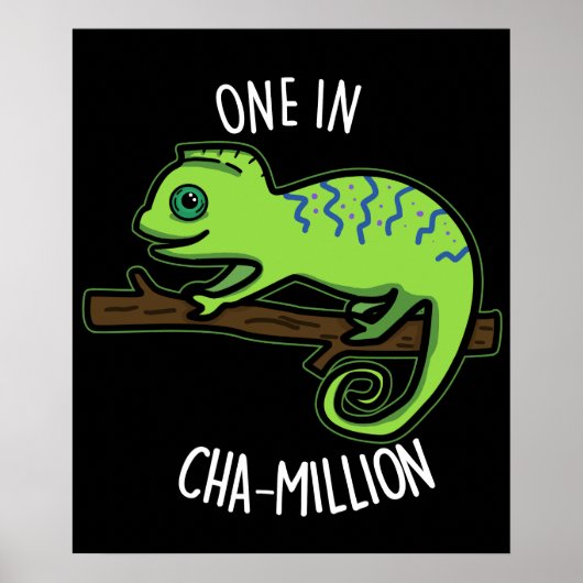 Poster Un Dans Cha Million Funny Chameleon Pun Dark BG (Devant)