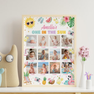 Poster Un dans le soleil Signe de photo d'anniversaire ja