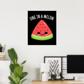 Poster Un Dans Un Melon Funny Watermelon Pun Dark BG (Bureau à domicile)