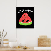 Poster Un Dans Un Melon Funny Watermelon Pun Dark BG (Cuisine)