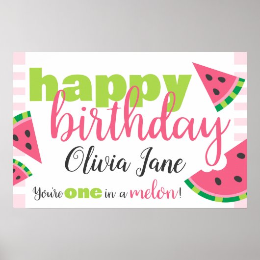 Poster Un dans une pastèque Melon Joyeux Anniversaire Cus (Devant)
