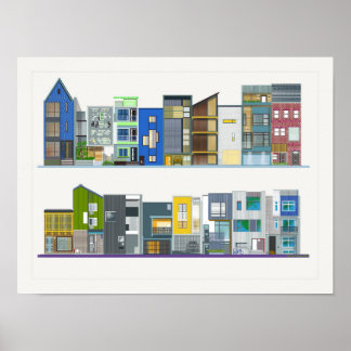 Poster Un Design Contemporain Coloré Maisons De Rangée