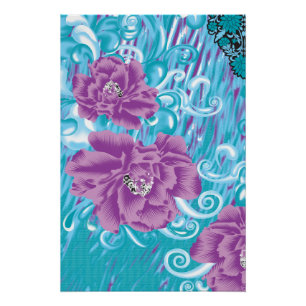 Poster Un design textile dynamique avec violet et turq