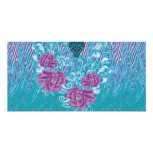 Poster Un design textile dynamique avec violet et turq