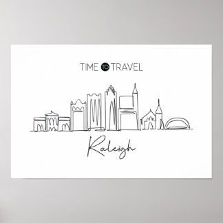 Poster Un Dessin De Ligne Continue De Raleigh Skyline