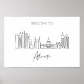 Poster Un Dessin En Ligne Continu D'Atlanta Skyline (Devant)