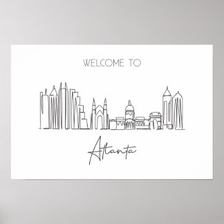 Poster Un Dessin En Ligne Continu D'Atlanta Skyline