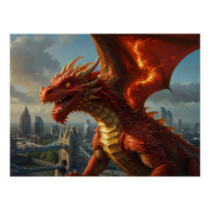 Poster Un dragon gallois rouge terrorisait Londres