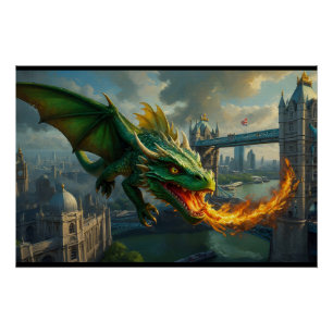 Poster Un dragon gallois vert terrorisait Londres