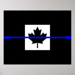 Poster Un drapeau canadien de la Ligne bleue mince