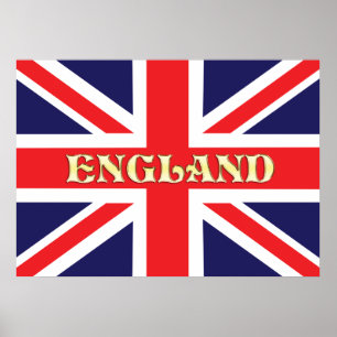Poster Un drapeau d'Union Jack avec l'Angleterre en face