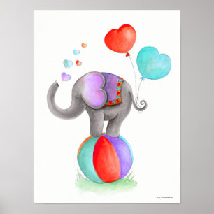 Poster Un éléphant gris cirque Whimsy sur une pépinière à