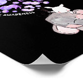 Poster Un Eléphant Mignon Explose Des Ballons Violets Sur (Coin)