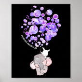 Poster Un Eléphant Mignon Explose Des Ballons Violets Sur (Devant)