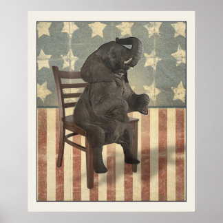 Poster Un éléphant politique amusant du GOP prend la prés