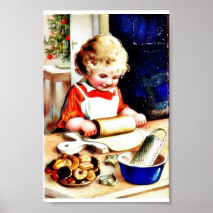 Poster Un enfant faisant le chapathi