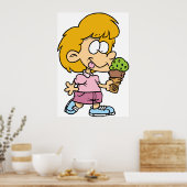 Poster Un Enfant Mange De La Crème De Glace (Cuisine)