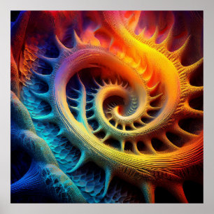 Poster Un ensemble de Mandelbrot fractal à pointes dorées
