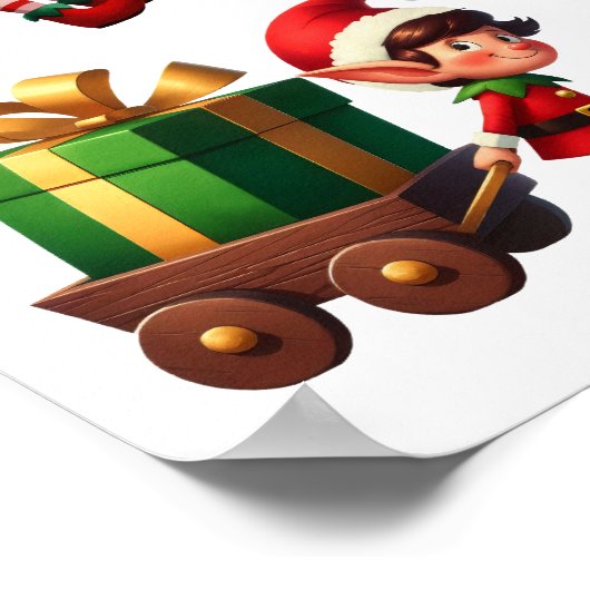 Poster Un ensemble d'elfes de Noël dans diverses poses (Coin)