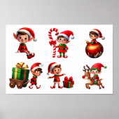 Poster Un ensemble d'elfes de Noël dans diverses poses (Devant)