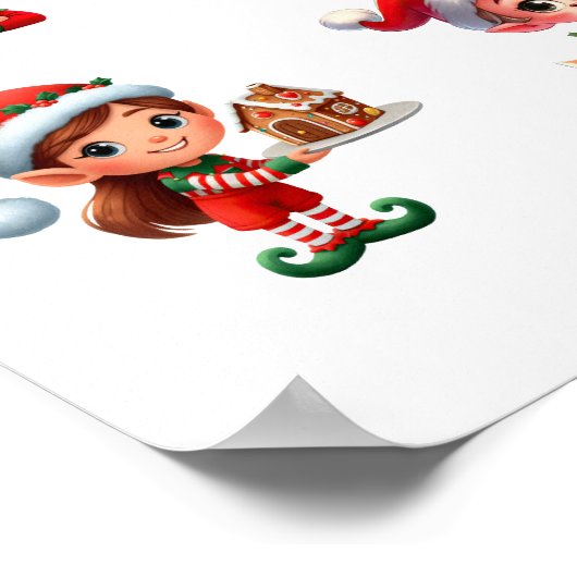 Poster Un ensemble d'elfes de Noël dans diverses poses (Coin)