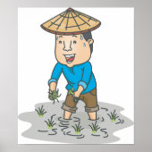 Poster Un Fermier Dans Un Champ De Riz (Devant)