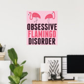 Poster Un Flamant rose Obsessionnel mignon (Bureau à domicile)
