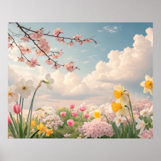 Poster Un fond floral printanier (Devant)