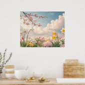 Poster Un fond floral printanier (Cuisine)