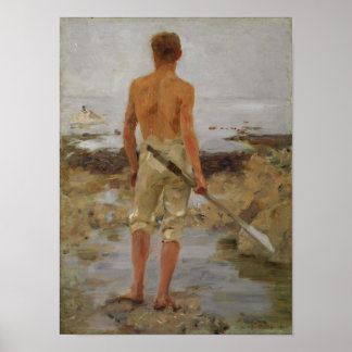 Poster Un garçon avec un Oar