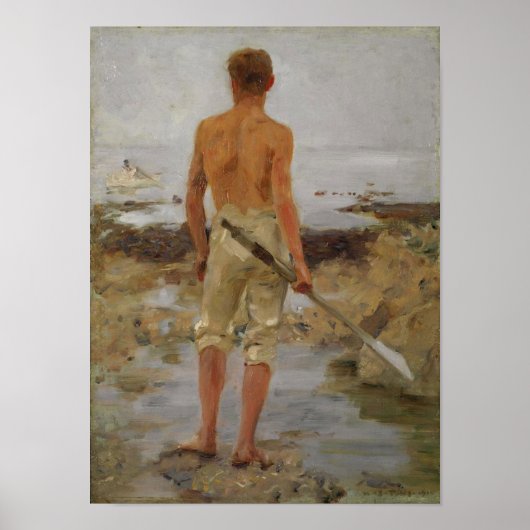 Poster Un garçon avec un Oar (Devant)