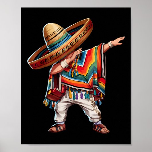 Poster Un Garçon Mexicain Dabbing Poncho Funny Cinco De M (Devant)