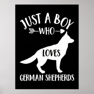 Poster Un garçon qui aime le berger allemand