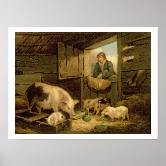 Poster Un garçon regardant dans un cochon Sty, 1794 (huil (Devant)