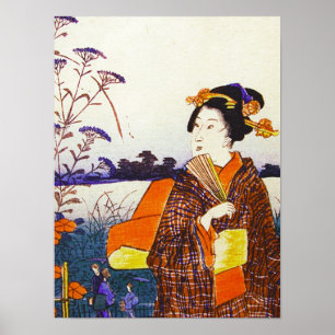 Poster Un geisha par le bois de graveur japonais Ukiyo-E