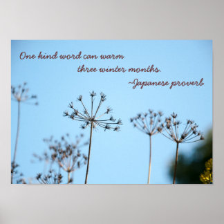 Poster Un genre de mot en hiver - Proverbe japonais