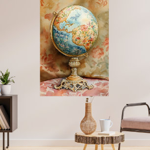 Poster Un globe décoratif orné de motifs floraux