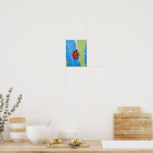 Poster Un Gobusier Rouge Et Bleu Captivant (Cuisine)
